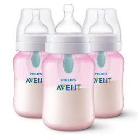 Biberón Avent Anticólicos Con Ventilación 9oz 3pz Rosa