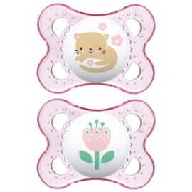 Chupón Mam Baby Clear 2pz 0-6m Rosa