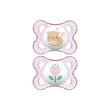 Chupón Mam Baby Clear 2pz 0-6m Rosa