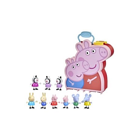 Figuras Y Estuche de Peppa Pig 9pz Hermanos Y Hermanas