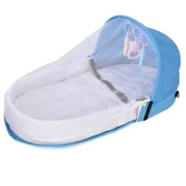 Moisés Cama Portátil Con Mosquitero Azul