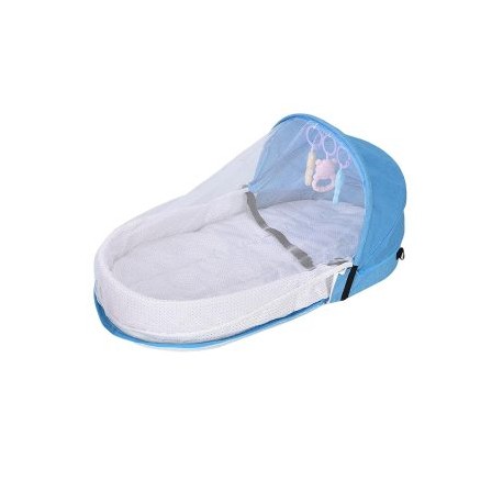 Moisés Cama Portátil Con Mosquitero Azul