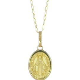 Cadena Medalla Virgen Gpe Milagrosa Oro 14k Stellina