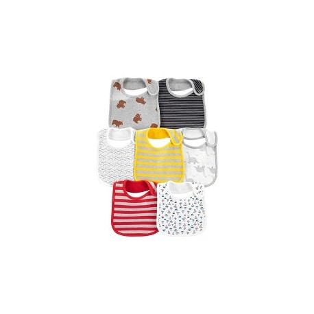 Babero De Tela Simple Joy Carters 7pz Rojo Gris