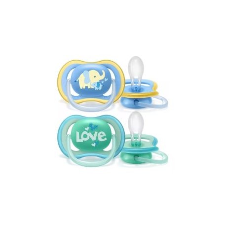 Chupón Ultra Air Avent 18m+ 2pz Azul Elefante