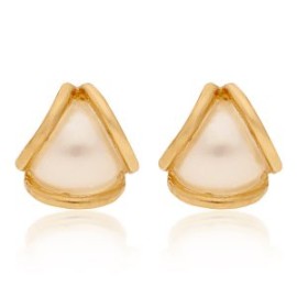 ARETE TIPO BROQUEL ORO 14K PERLA BLANCA STELLINA BEBÉS