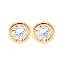 ARETE TIPO BROQUEL ORO 18K ZIRCONIA BLANCA GRANDE STELLINA BEBÉS