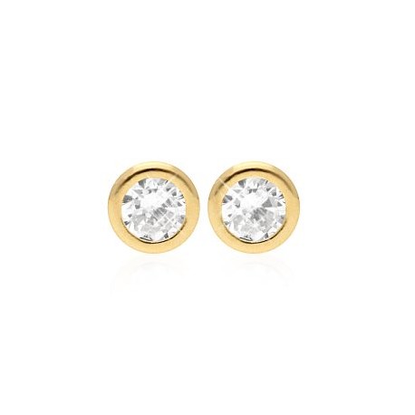 ARETE TIPO BROQUEL ORO 18K ZIRCONIA BLANCA GRANDE STELLINA BEBÉS