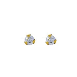 Aretes Broquel Oro 14k Zirconia Redonda Stellina Bebés