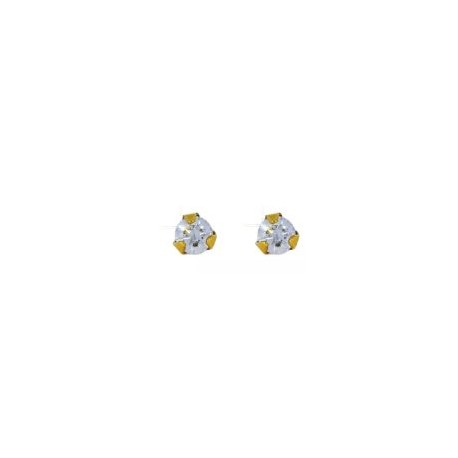 Aretes Broquel Oro 14k Zirconia Redonda Stellina Bebés