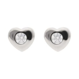 ARETES TIPO BROQUEL ORO 14K BLANCO ZIRCONIA STELLINA BEBÉS