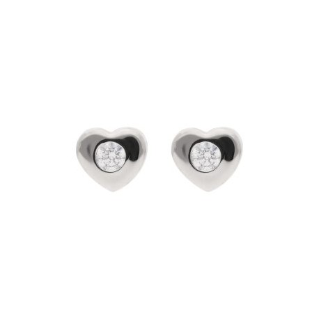 ARETES TIPO BROQUEL ORO 14K BLANCO ZIRCONIA STELLINA BEBÉS